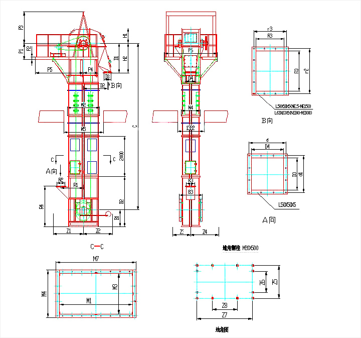 板鏈斗式提升機(jī)結(jié)構(gòu)圖